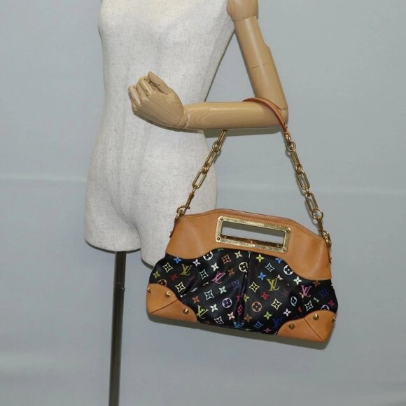 LOUIS VUITTON Monogram Multicolor Judy MM Bag 2Way Black M40256 Auth BA5540A - Picture 1 of 16